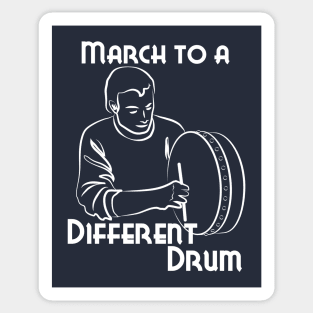 March to a Different Drum - Man With Bodhran - white Sticker